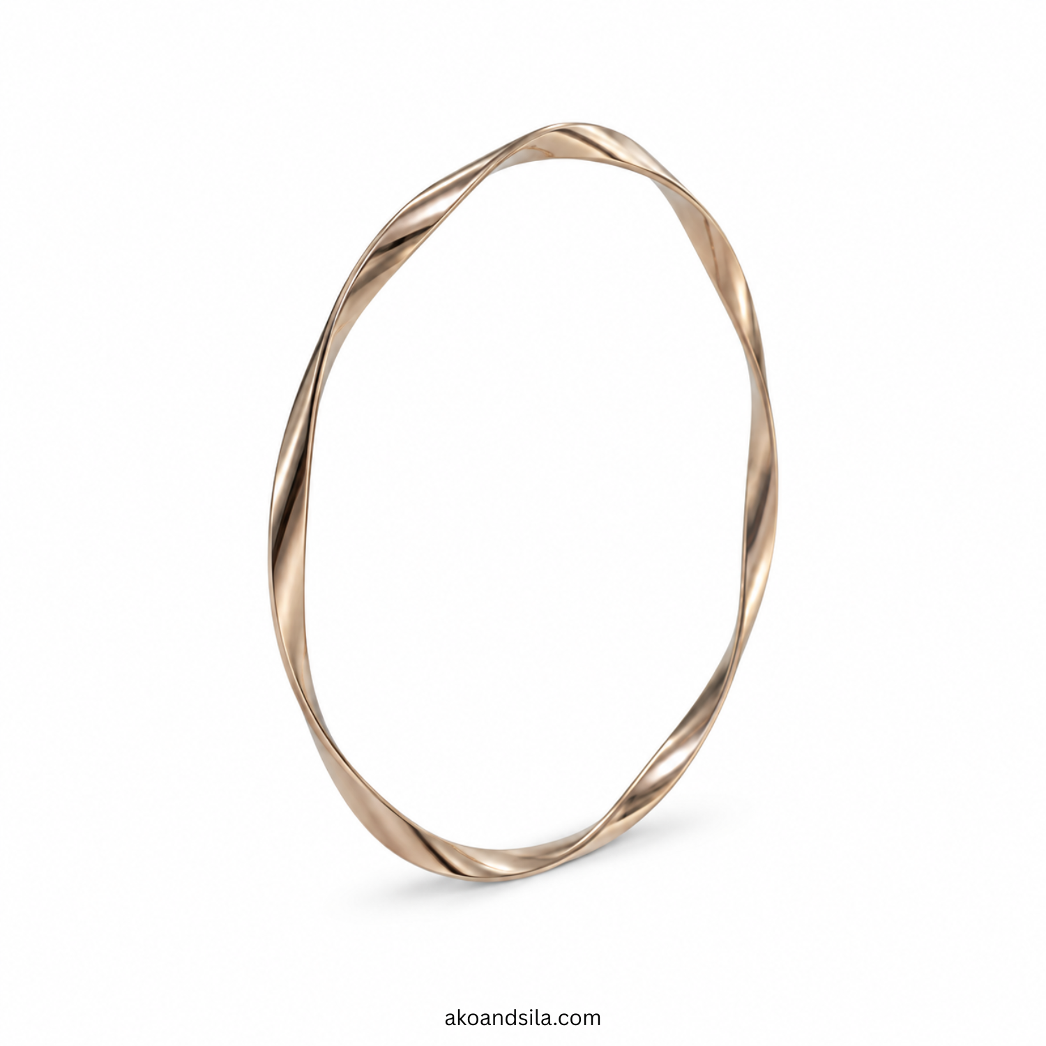 Rose Golden Twisted Bangle Bracelet - Image 3
