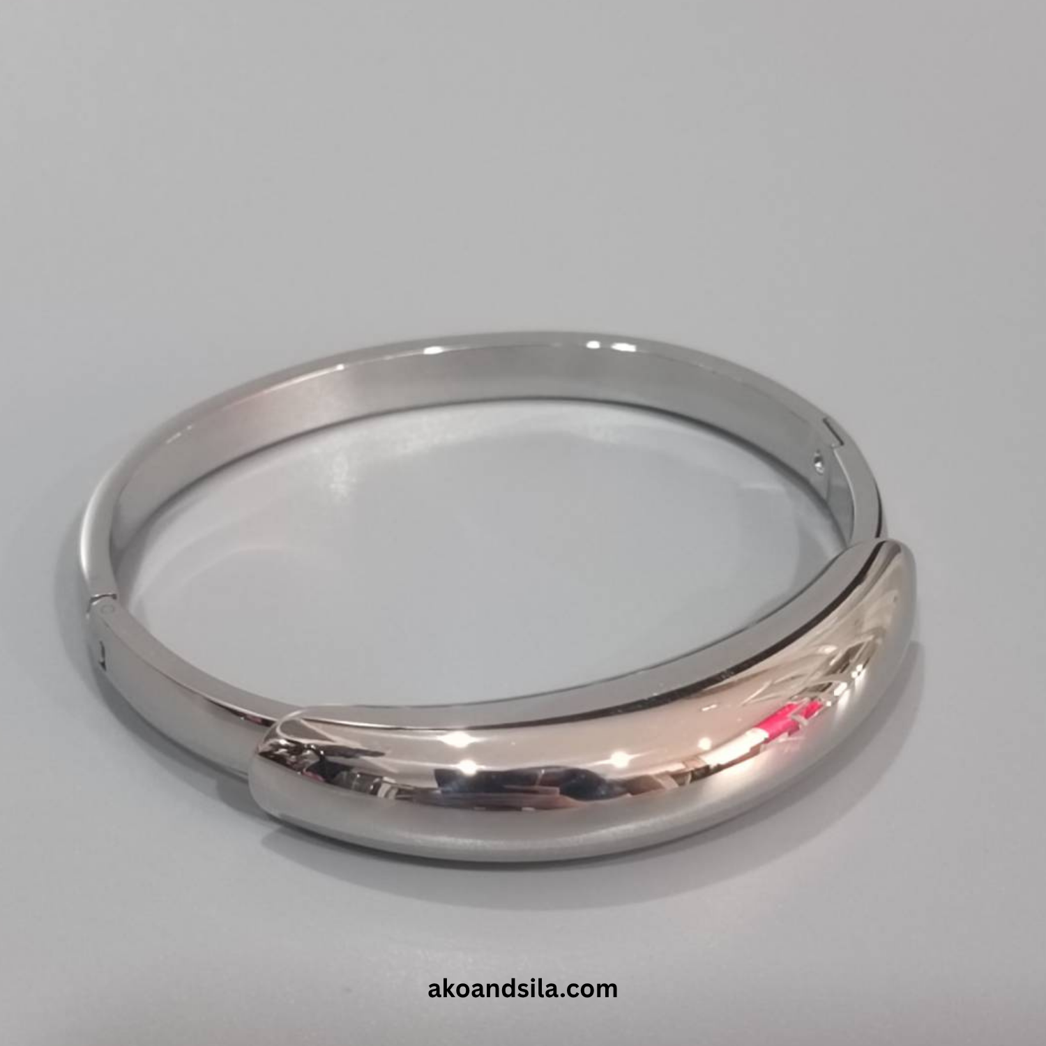 Silver Sleek Bangle Bracelet - Image 6