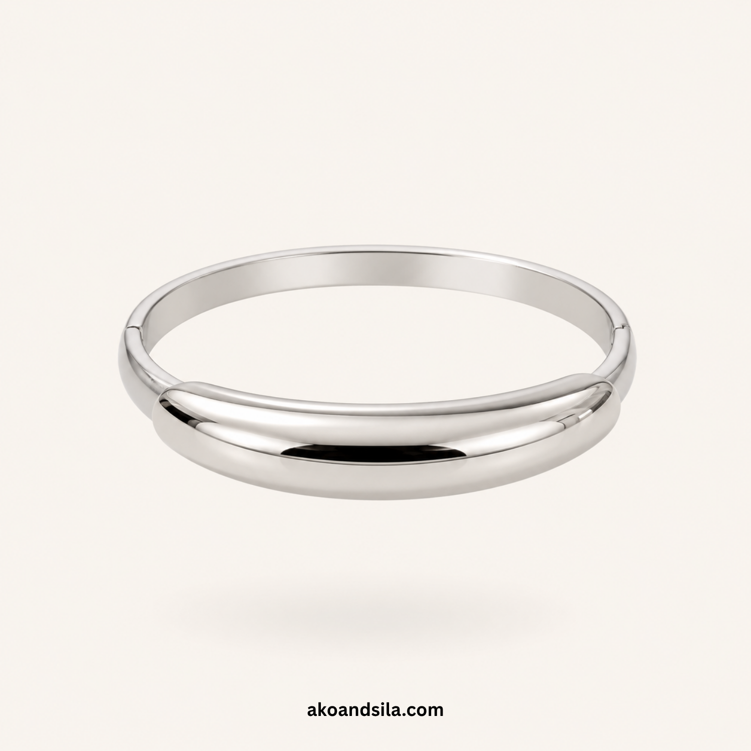 Silver Sleek Bangle Bracelet - Image 4