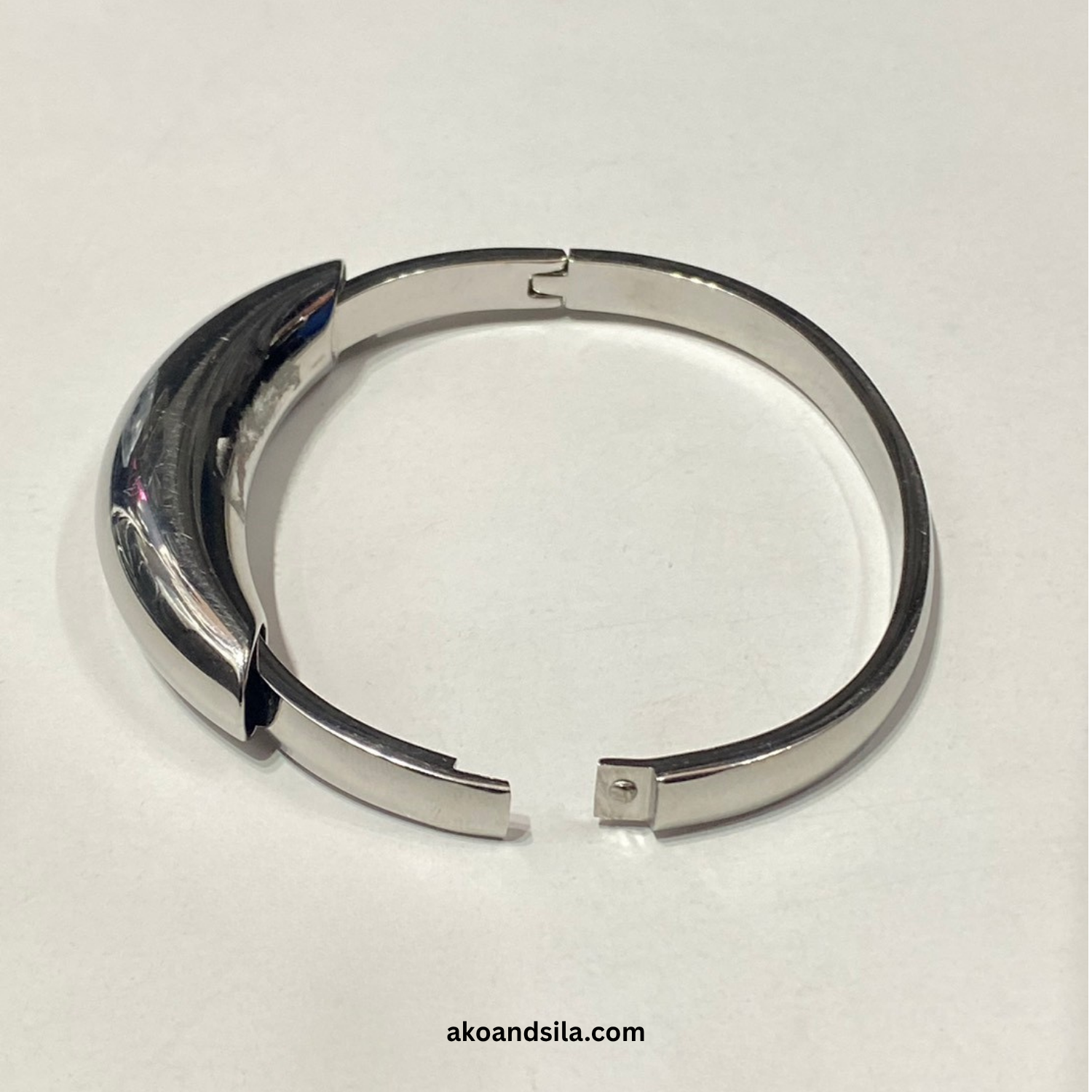 Silver Sleek Bangle Bracelet - Image 3