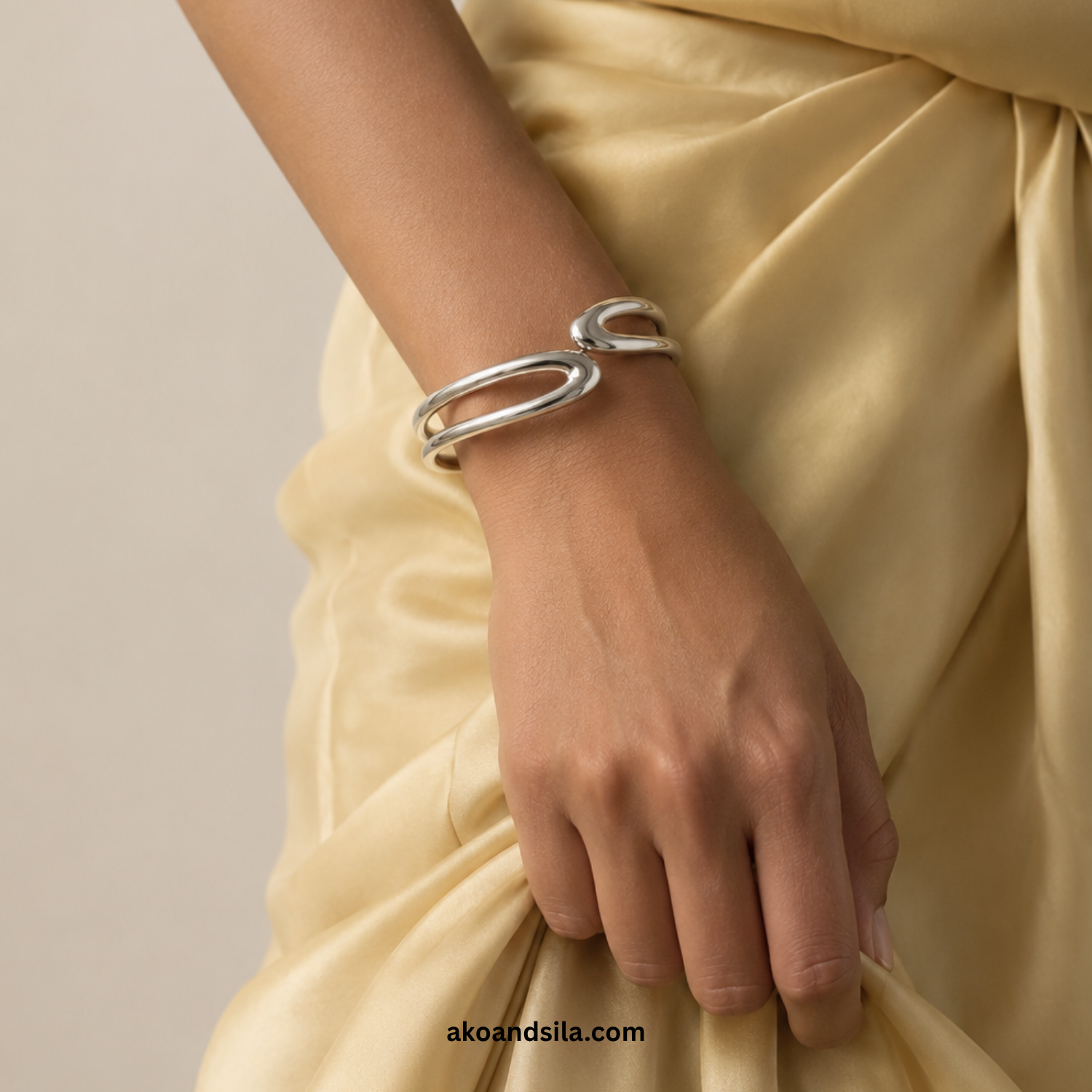 Silver Crossover Cuff Bracelet - Image 2
