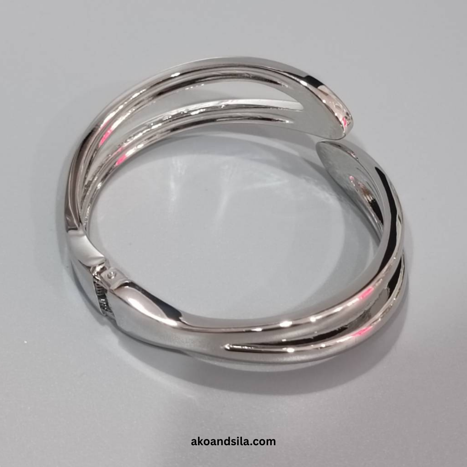 Silver Crossover Cuff Bracelet - Image 4