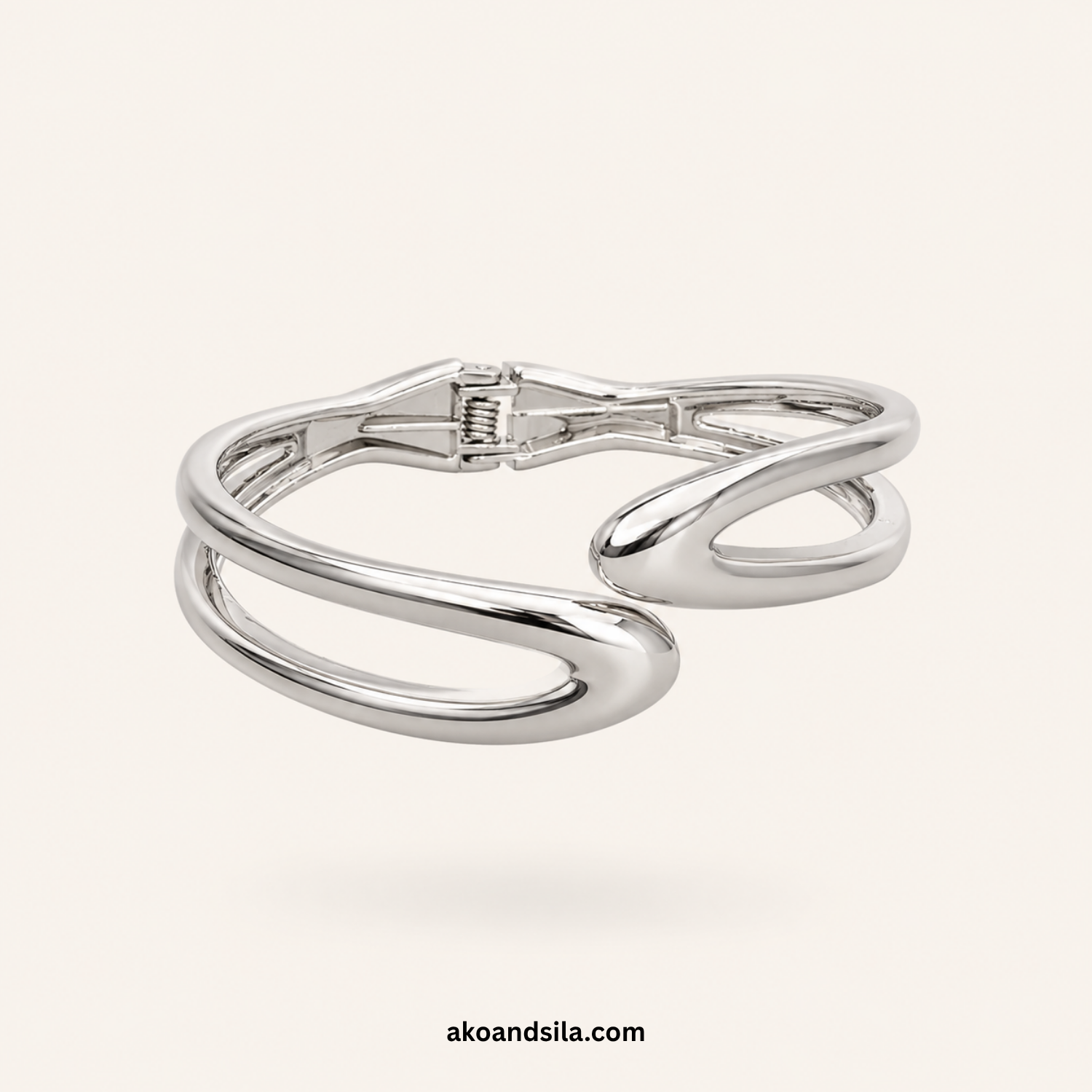 Silver Crossover Cuff Bracelet - Image 3