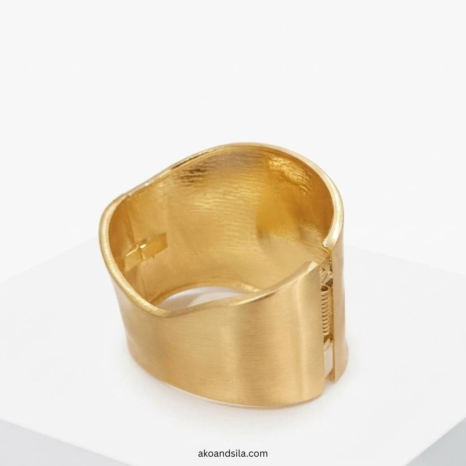 Matte Golden Wide Cuff Bracelet - Image 4