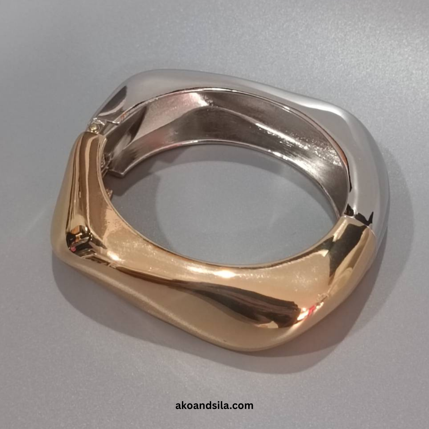 Mixed Metal Angular Bangle Bracelet - Image 5