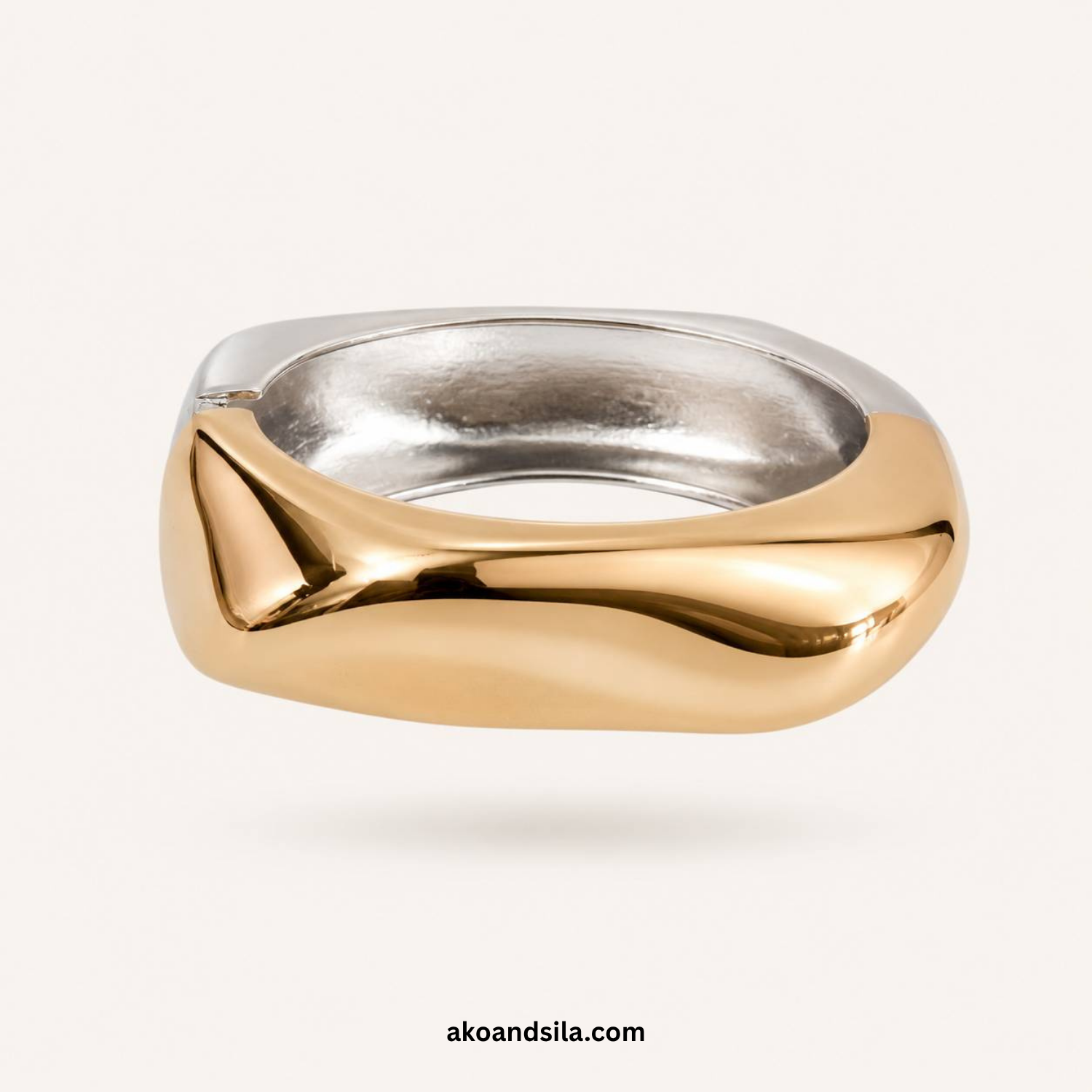 Mixed Metal Angular Bangle Bracelet - Image 3