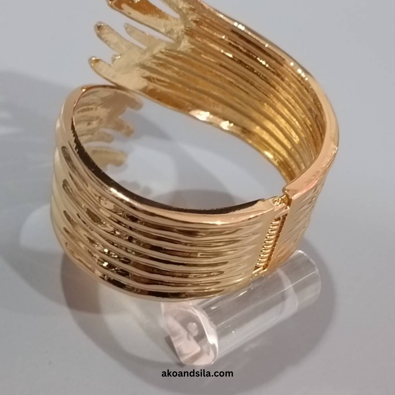 Golden Layered Spike Cuff Bracelet - Image 5