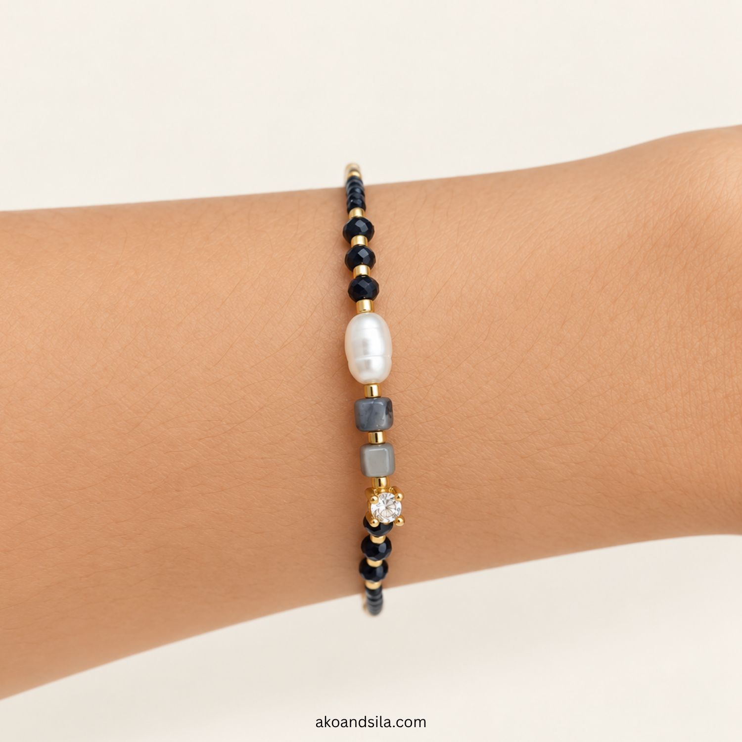 Black Luna Beaded Bracelet - Image 2