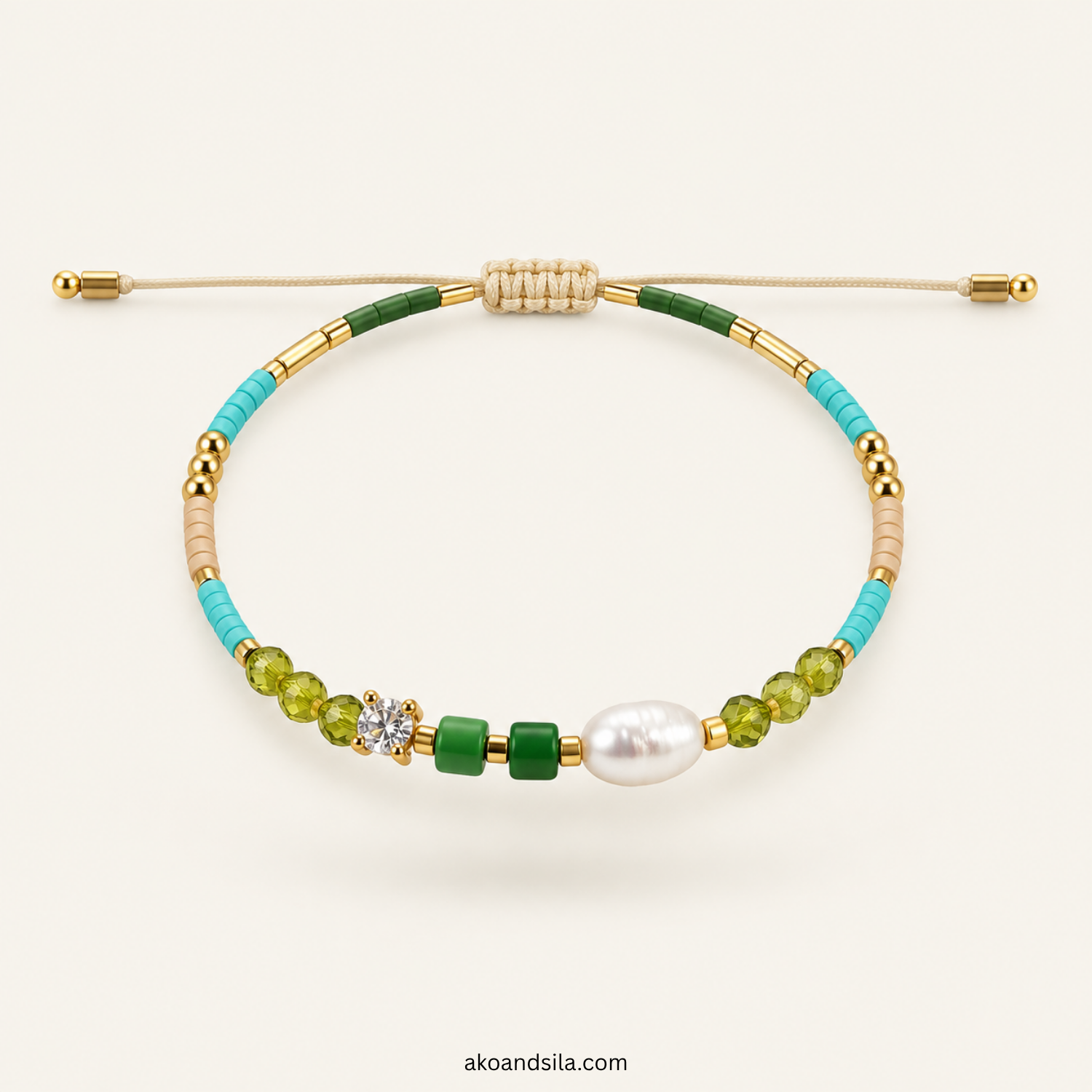 Green Blue Luna Beaded Bracelet - Image 4