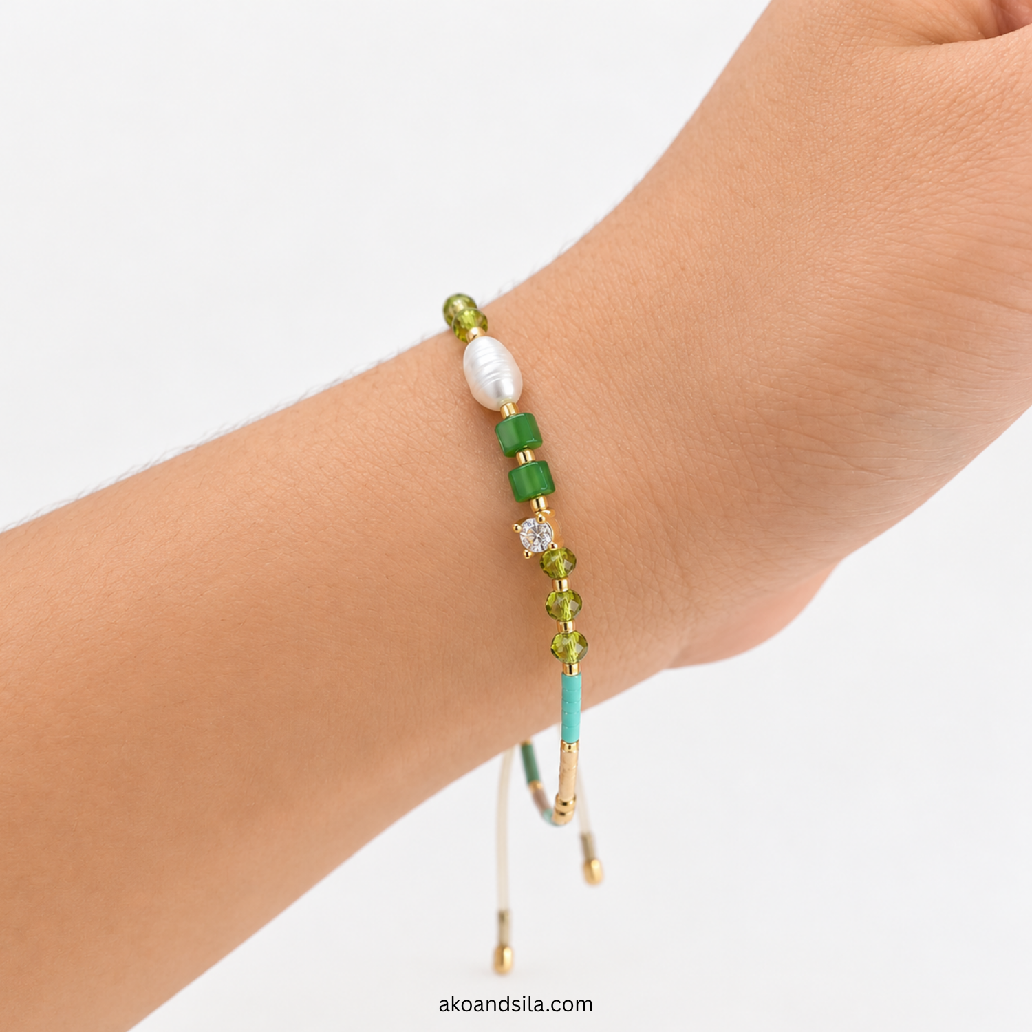 Green Blue Luna Beaded Bracelet - Image 3