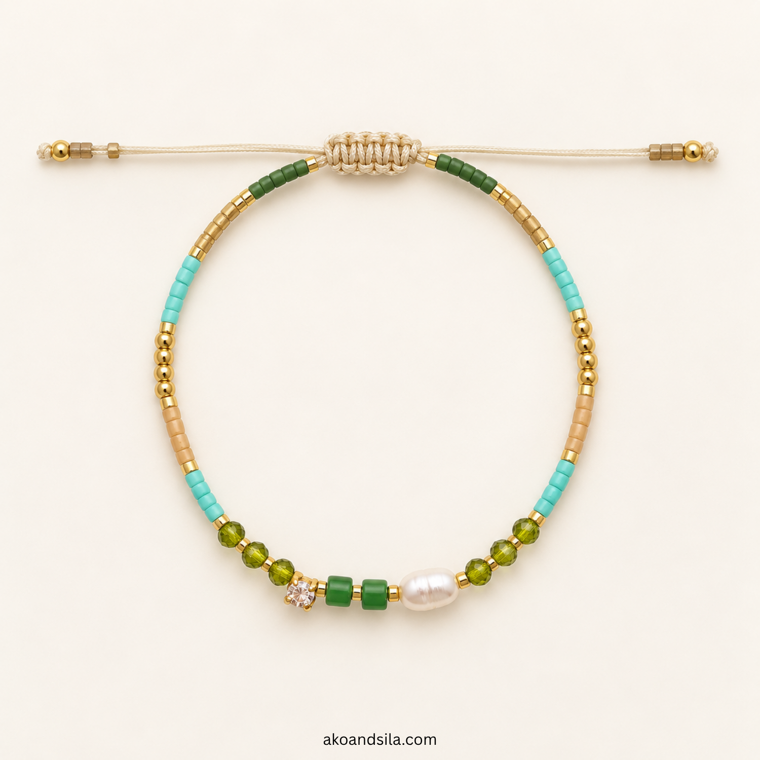 Green Blue Luna Beaded Bracelet - Image 2
