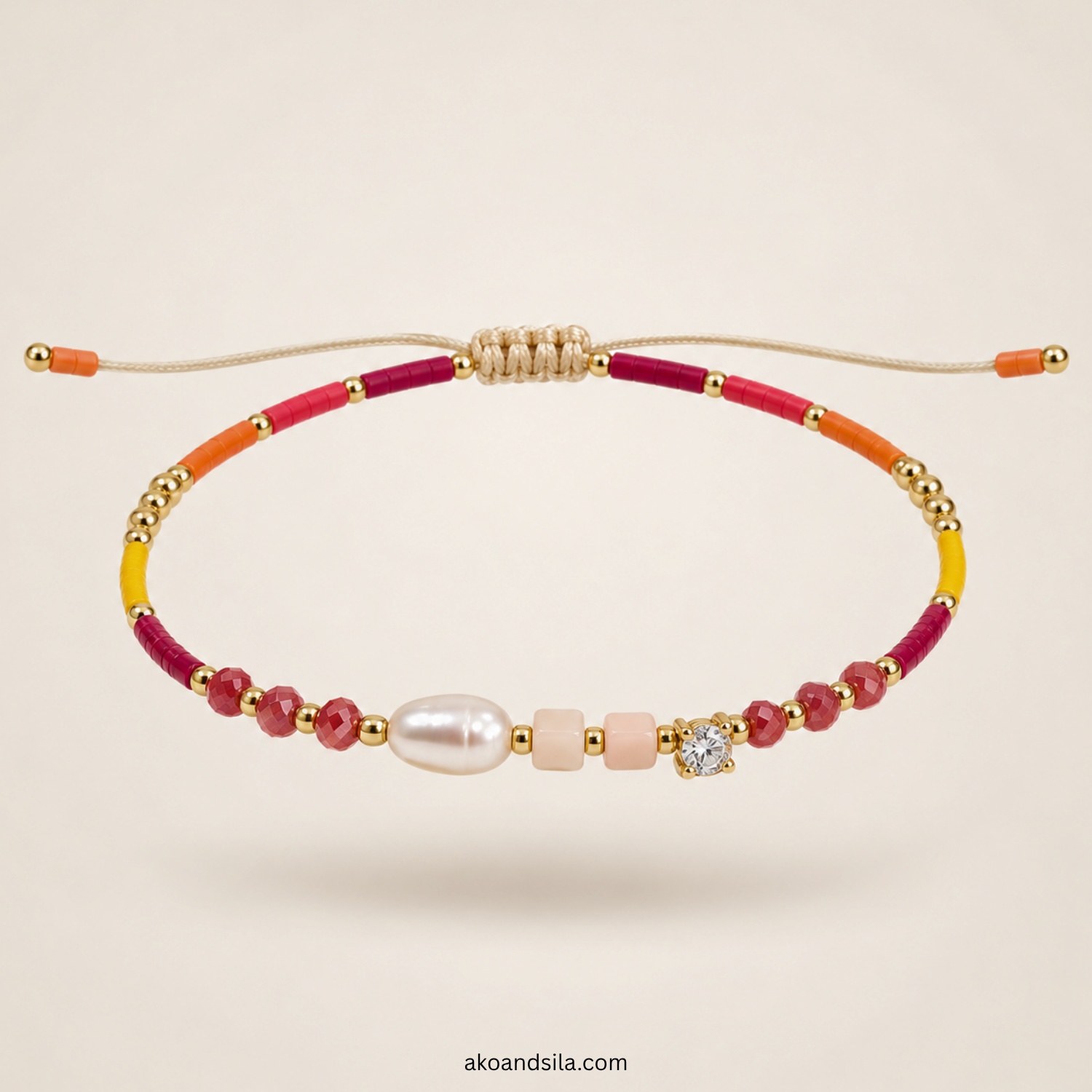Orange Red Luna Beaded Bracelet - Image 6