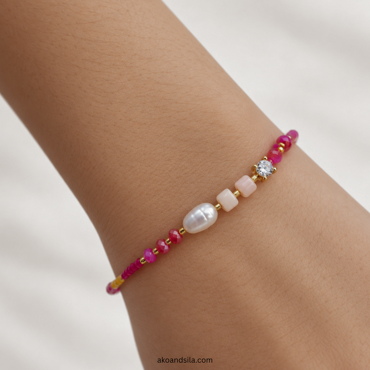 Orange Red Luna Beaded Bracelet - Image 2