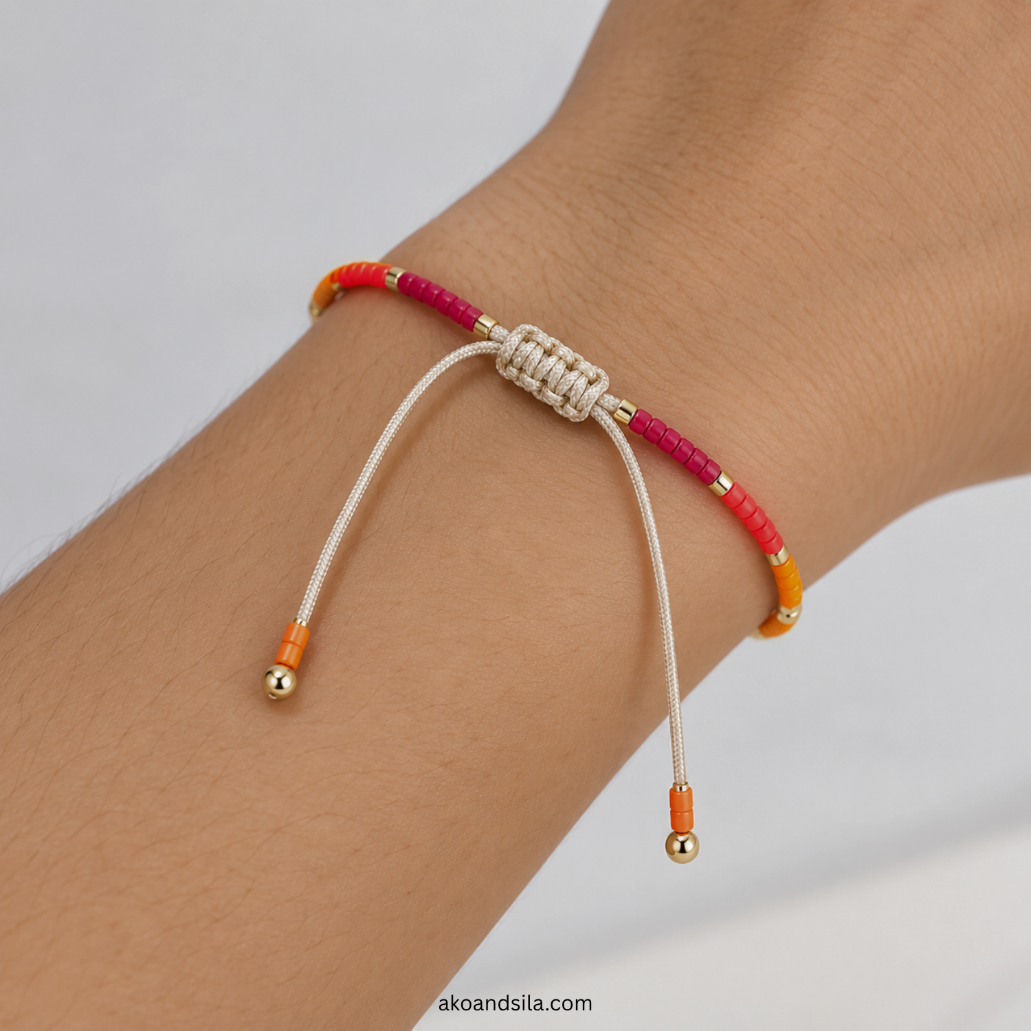 Orange Red Luna Beaded Bracelet - Image 5