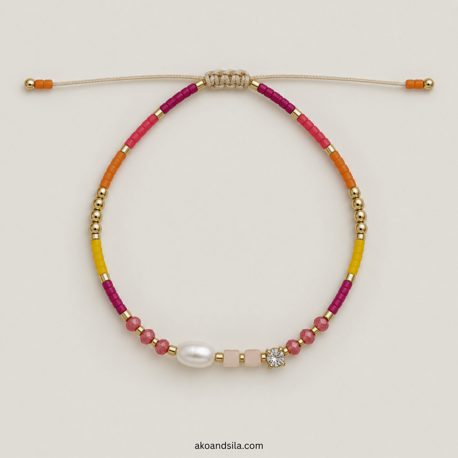 Orange Red Luna Beaded Bracelet - Image 3