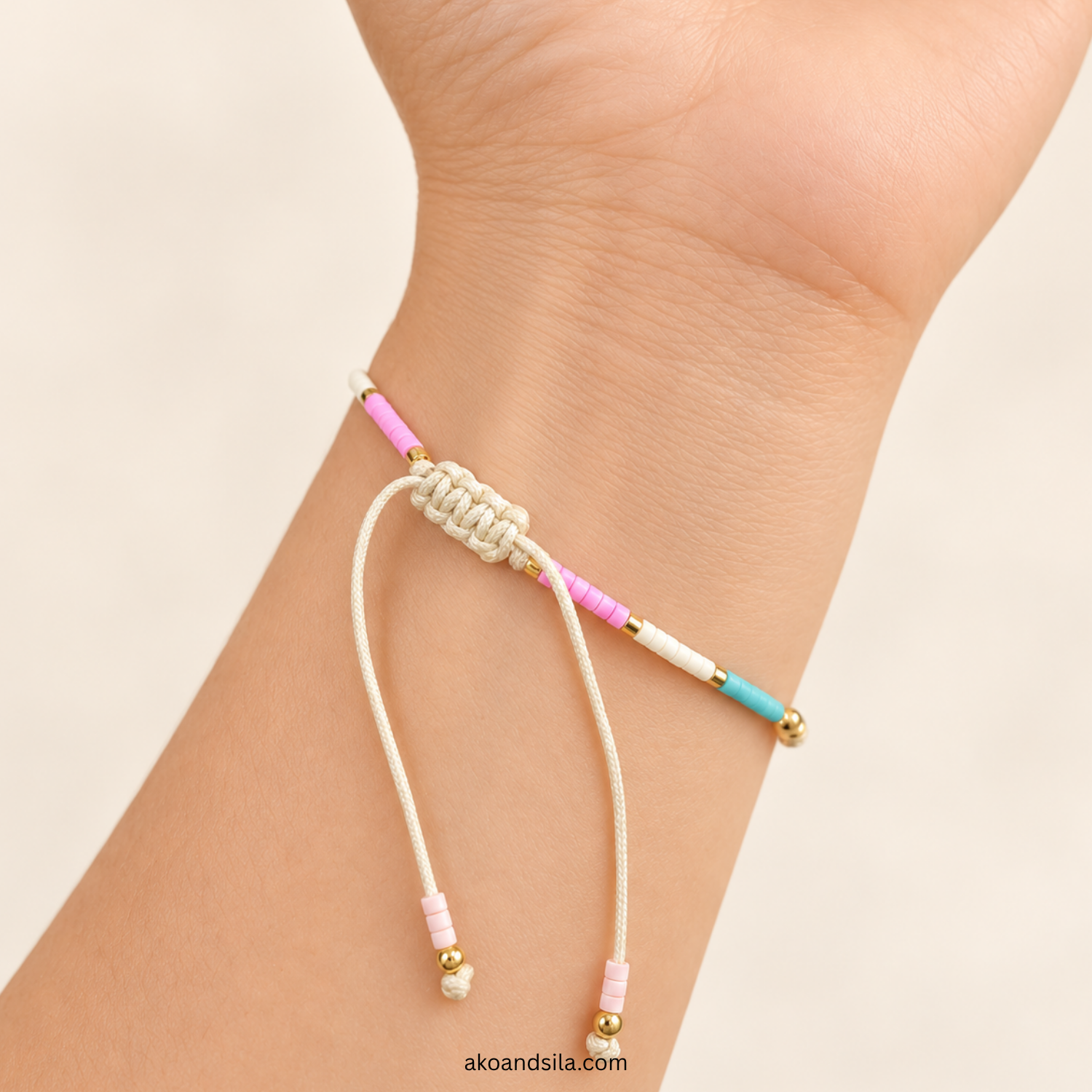 Pink Blue Luna Beaded Bracelet - Image 4