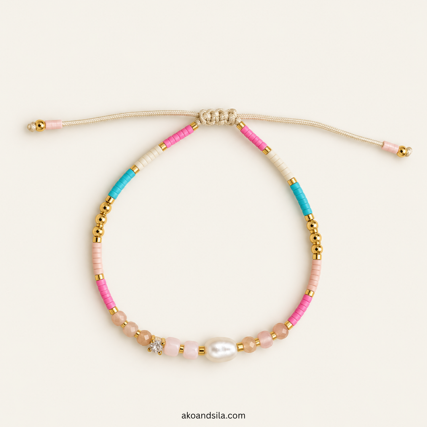 Pink Blue Luna Beaded Bracelet - Image 3
