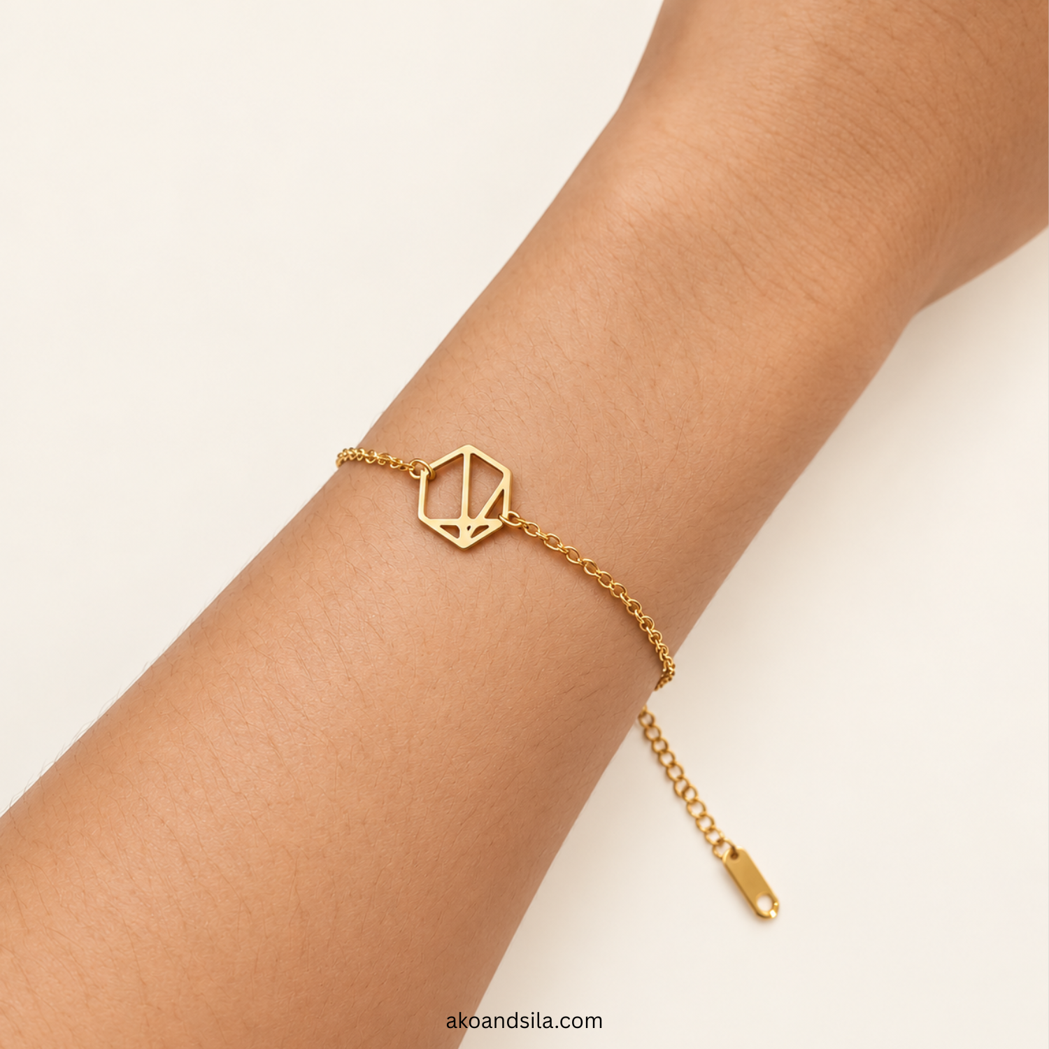 Golden Monogram Chain Bracelet - Image 3