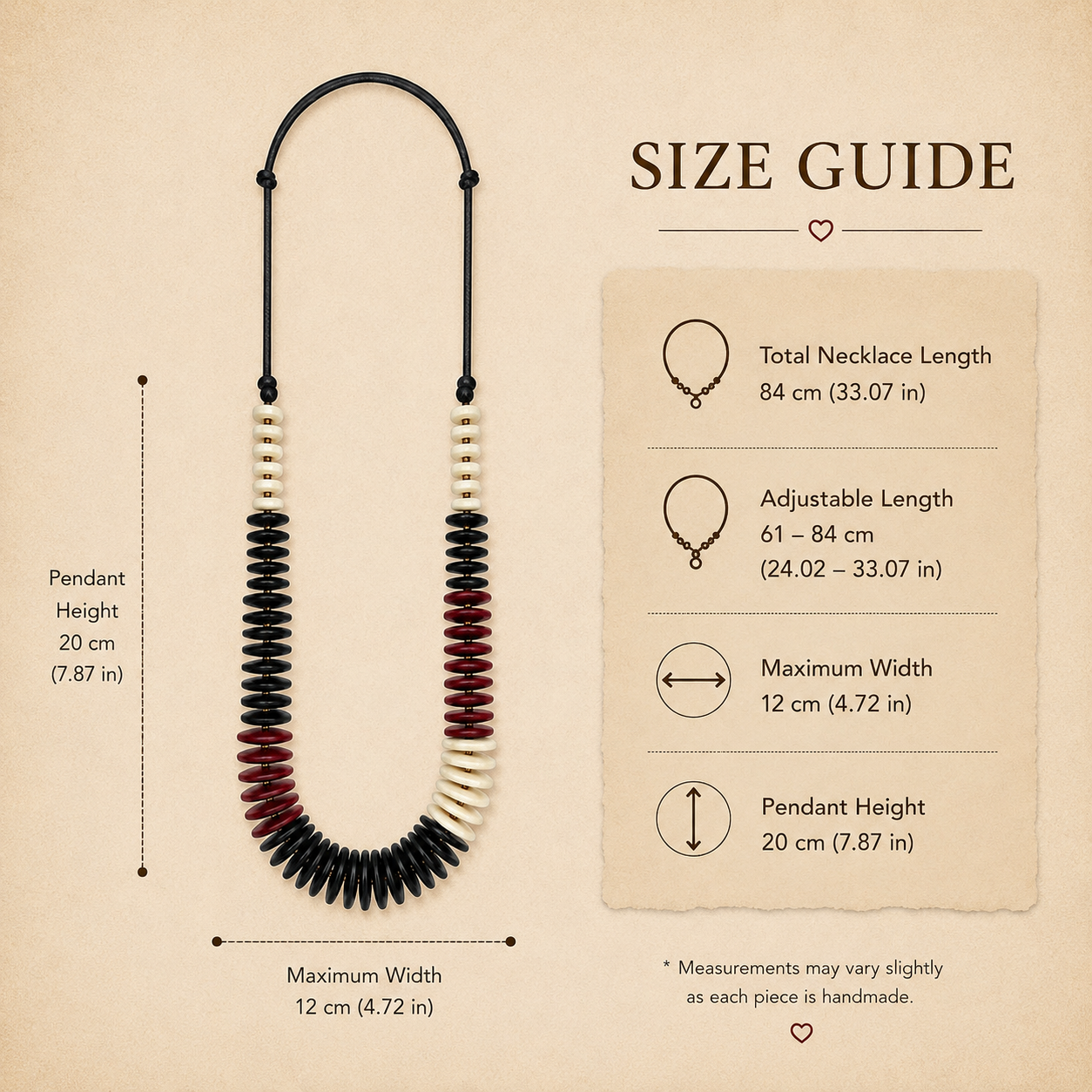 Scarlet Bloom Wooden Necklace - Image 2