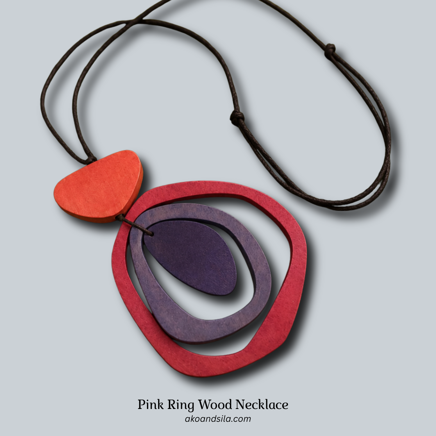 Pink Ring Wood Necklace - Image 3