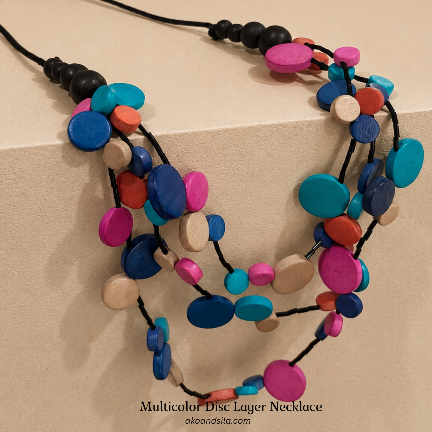 Multicolor Disc Layer Necklace - Image 4