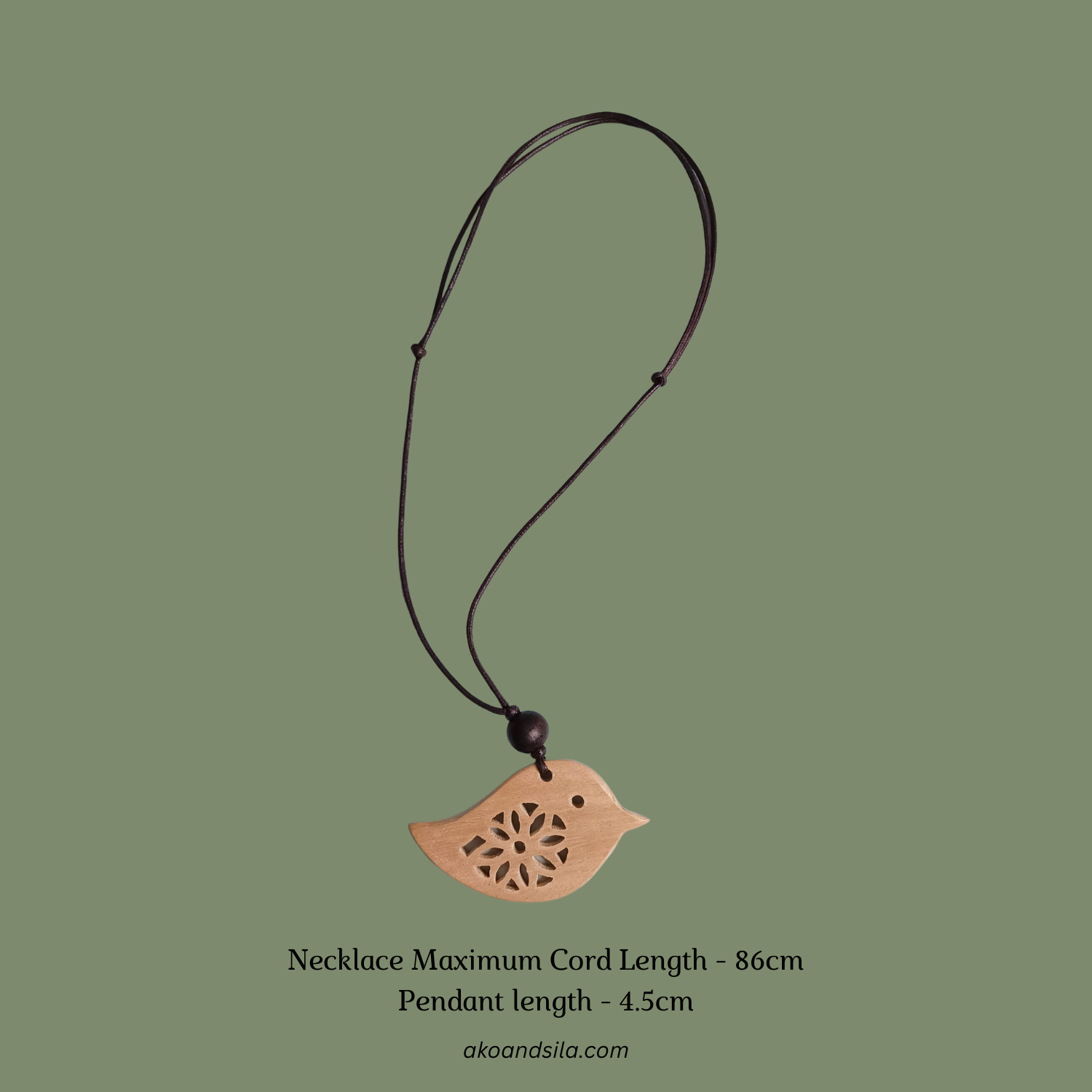 Neutral Bird Wood Necklace - Image 4