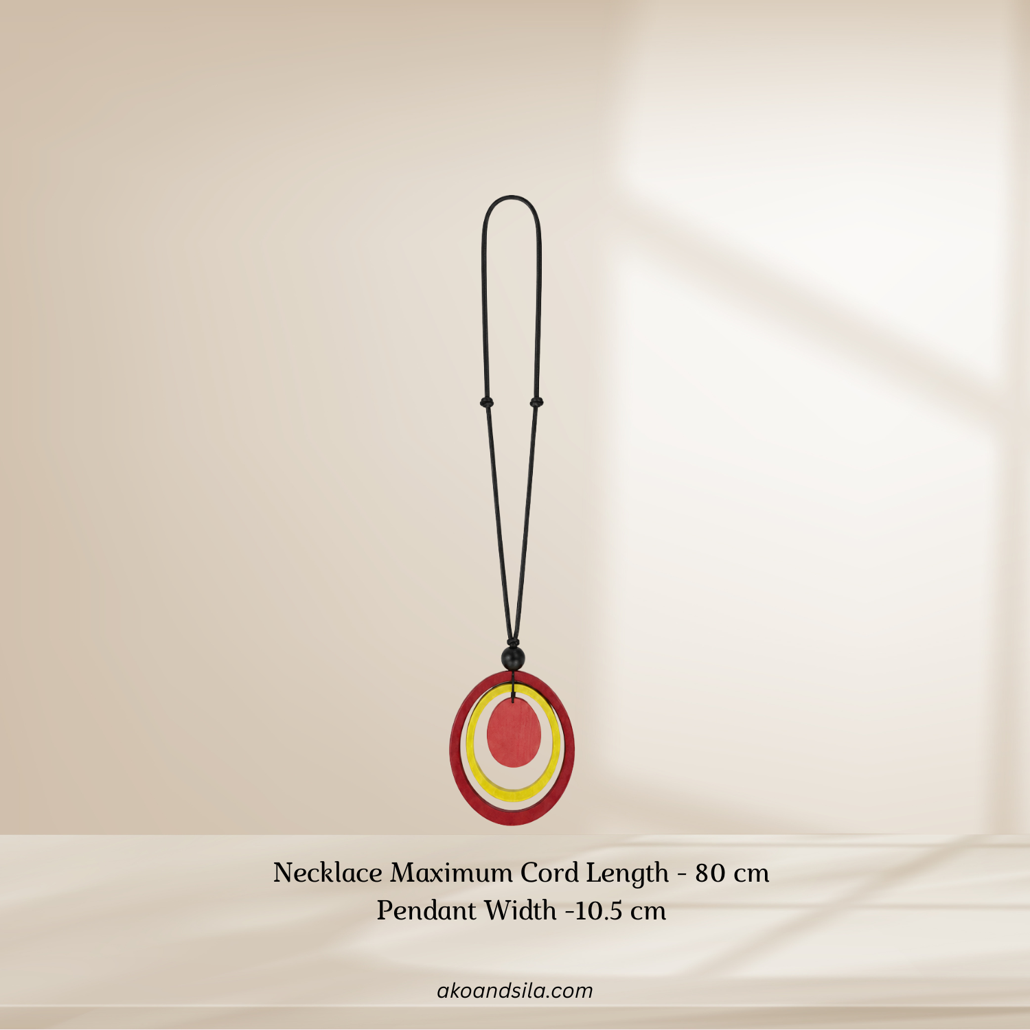 Red Ring Wood Necklace - Image 3
