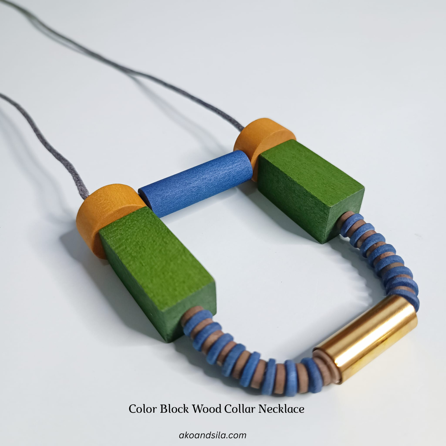 Color Block Wood Collar Necklace - Image 5