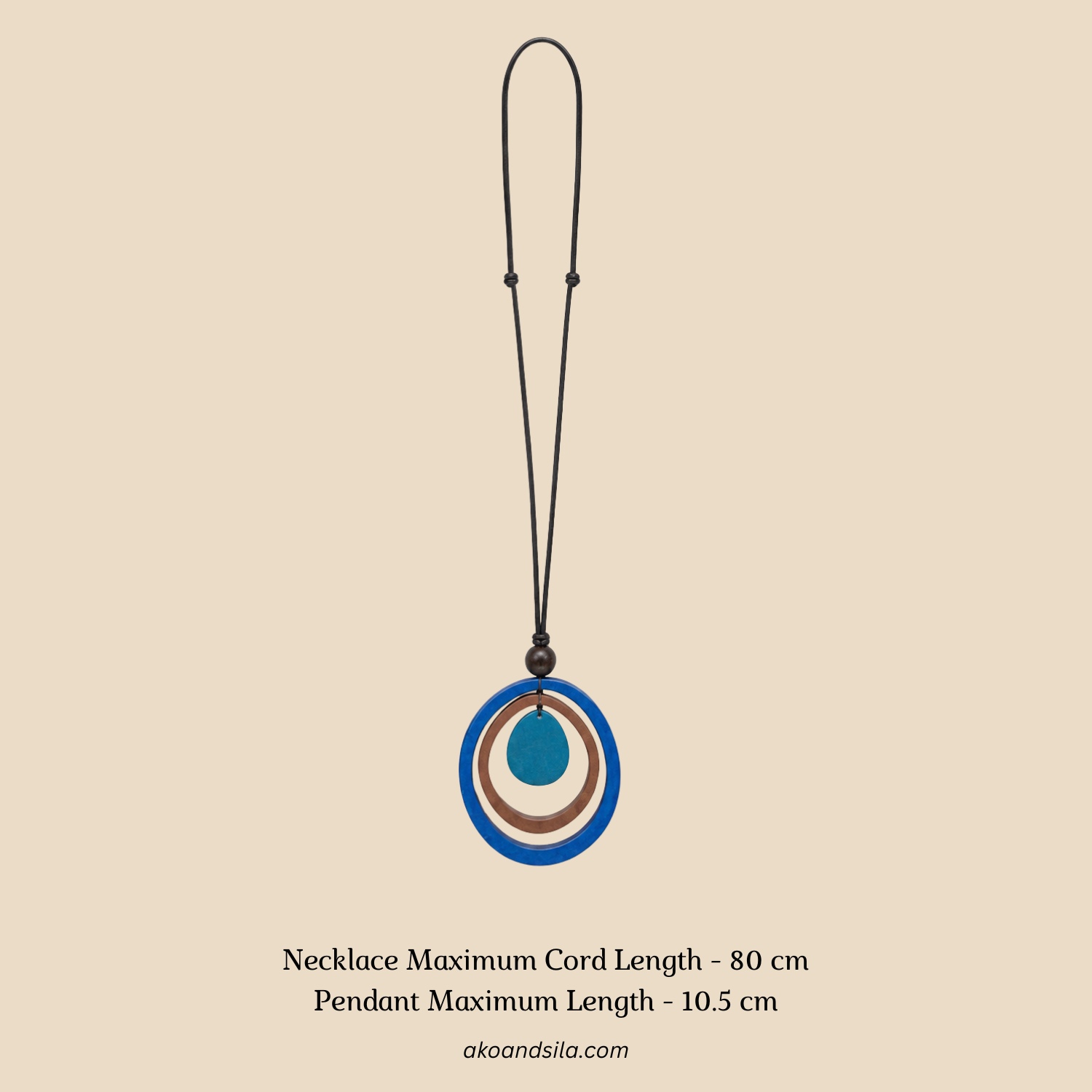Blue Ring Wood Necklace - Image 4