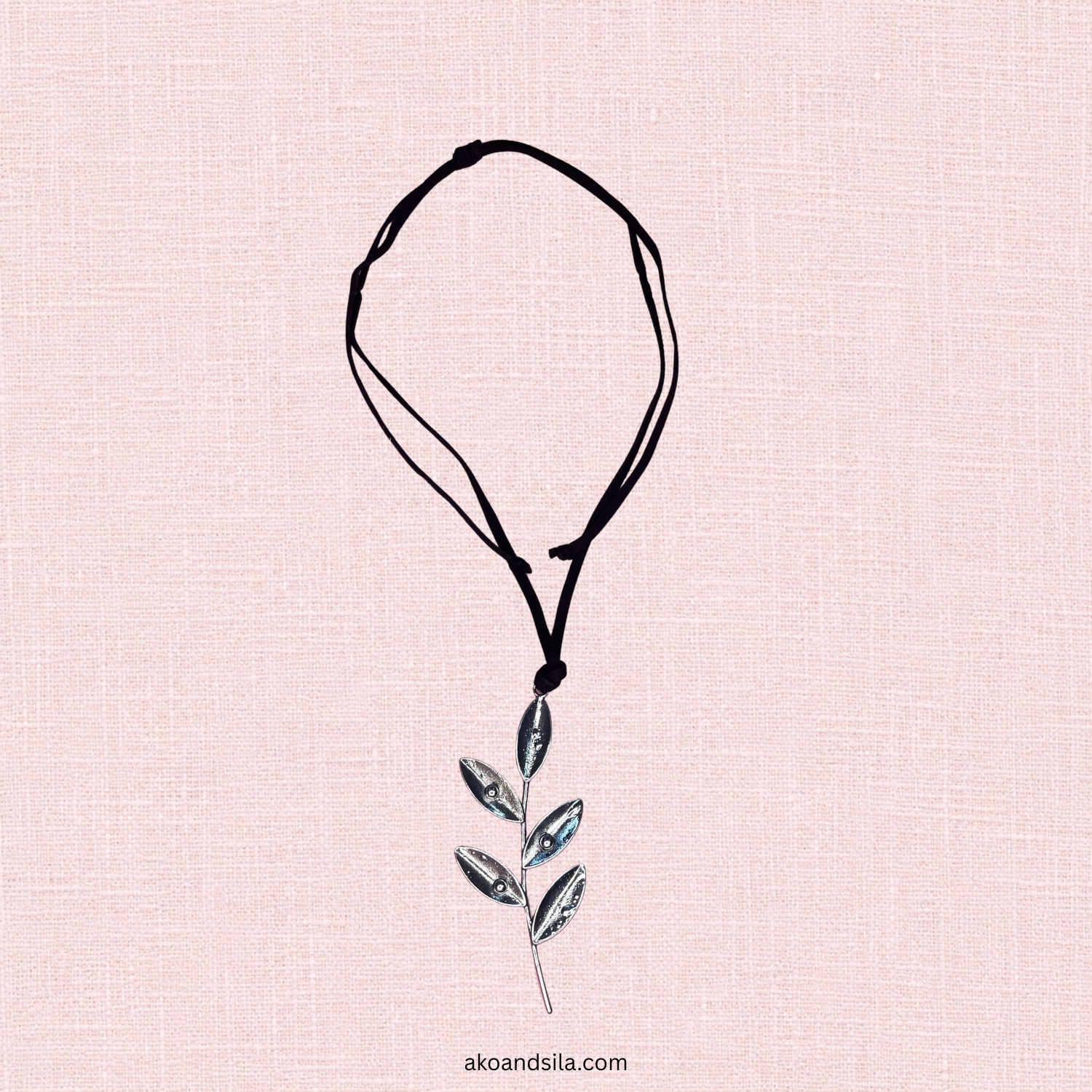 Silver Leaf Branch Cord Necklace