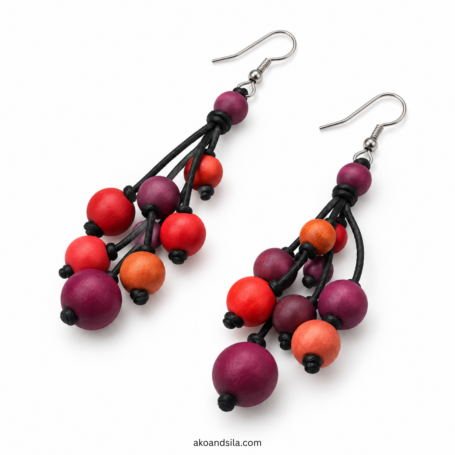 Red Bead Branch Earrings - Image 4