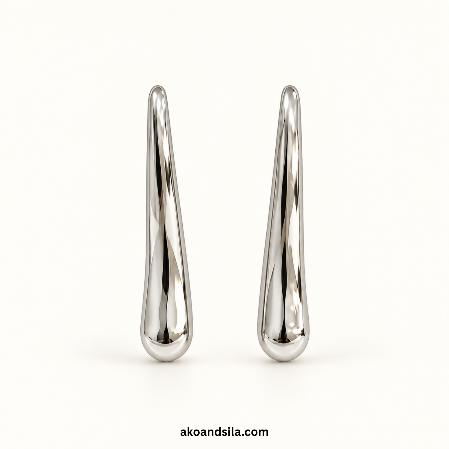 Silver Plated Curve Drop Earrings - Image 4