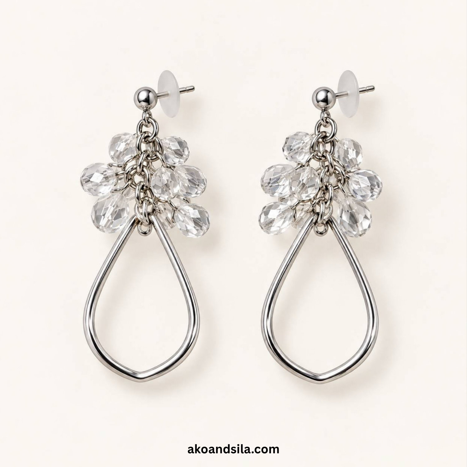 Silver Floral Hoop Earrings - Image 4