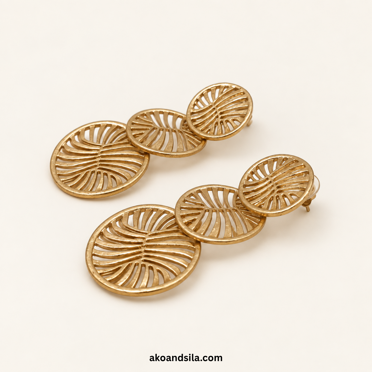 Geometric Disc Drop Earrings - Image 3
