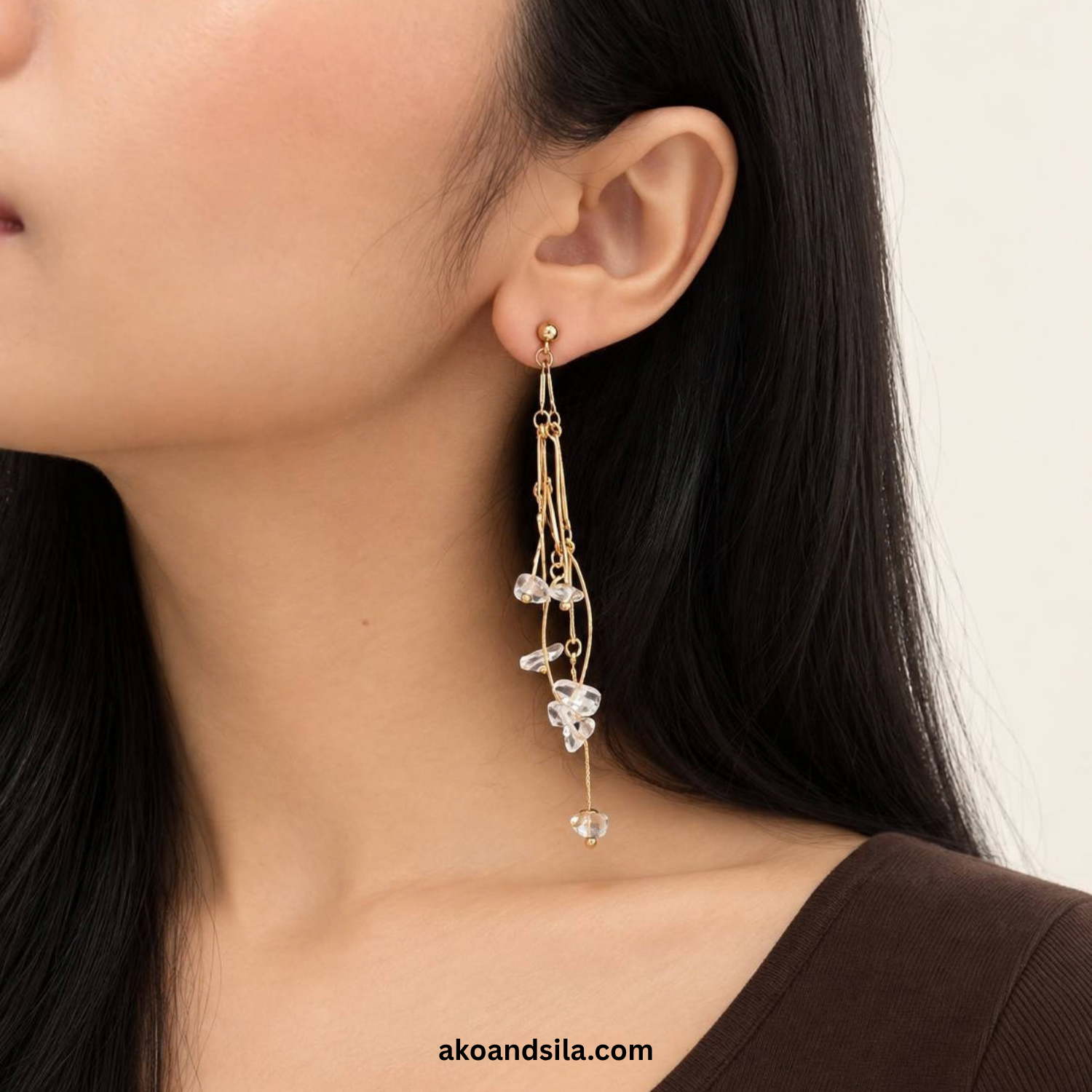 Golden Droplet Acrylic Earrings - Image 2