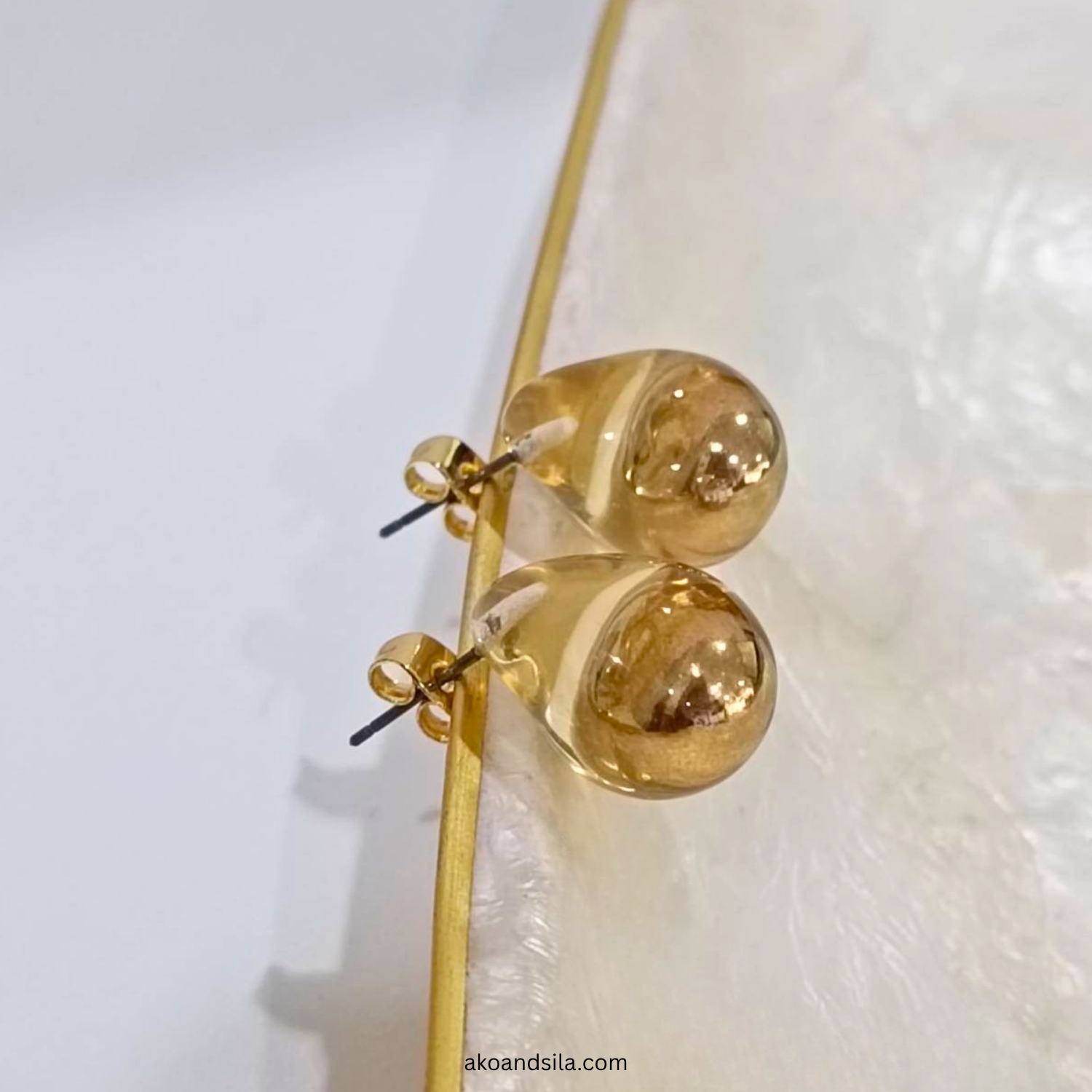 Golden Dome Stud Earrings - Image 3