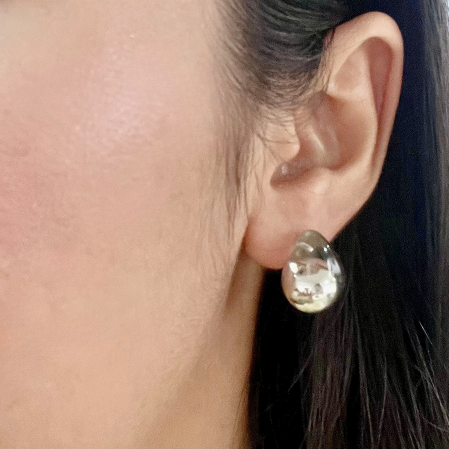 Silver Dome Stud Earrings - Image 2
