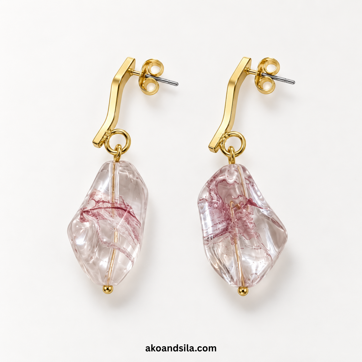 Pink Marquise Acrylic Earrings - Image 4