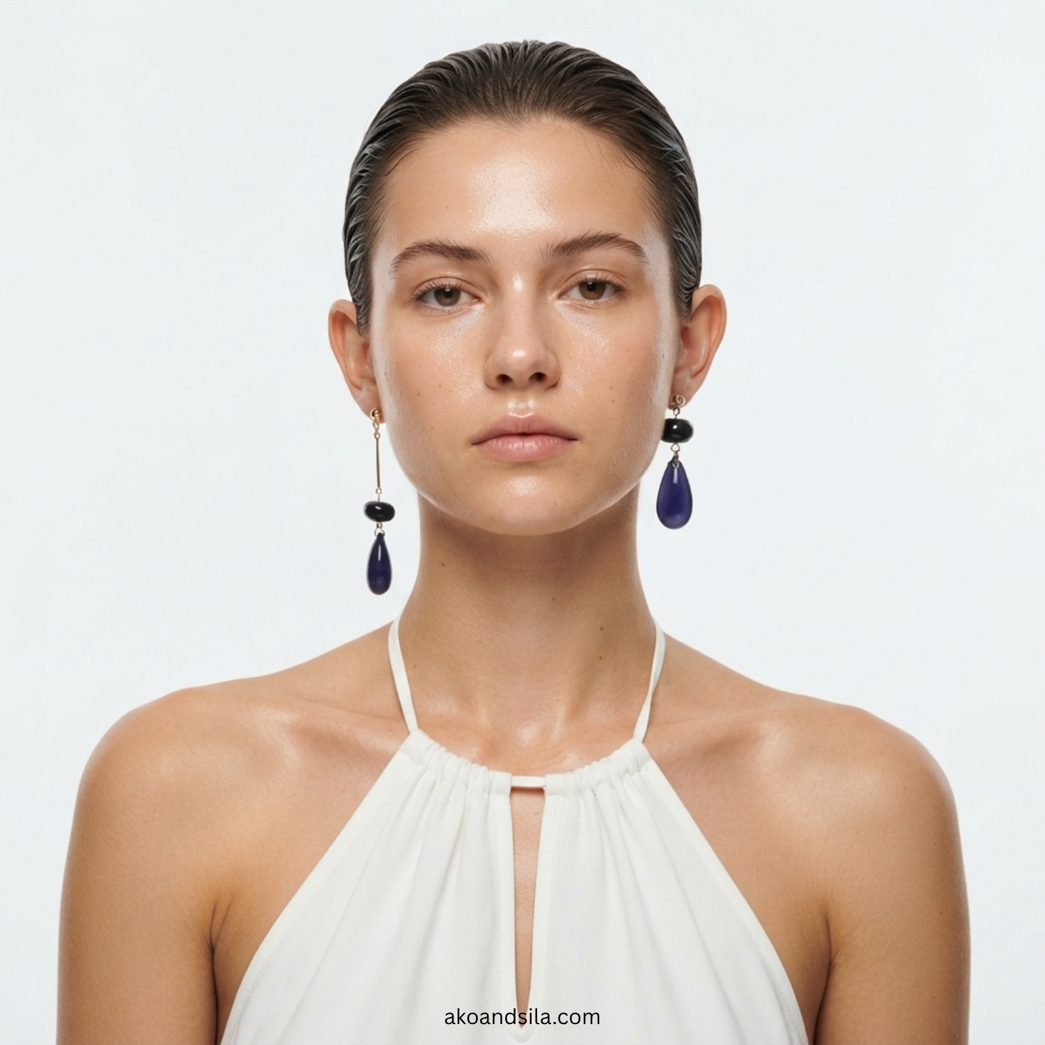 Midnight Teardrop Acrylic Earrings - Image 5