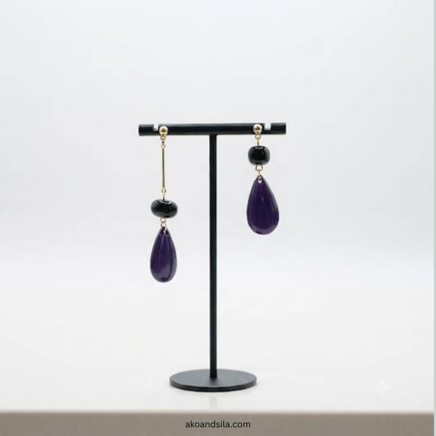 Midnight Teardrop Acrylic Earrings - Image 4