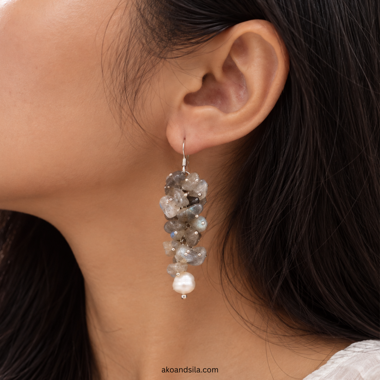 Grey Chip Cluster Earrings - Image 2