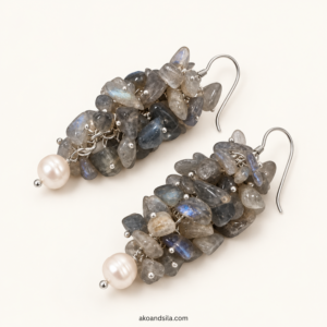 Grey Chip Cluster Earrings