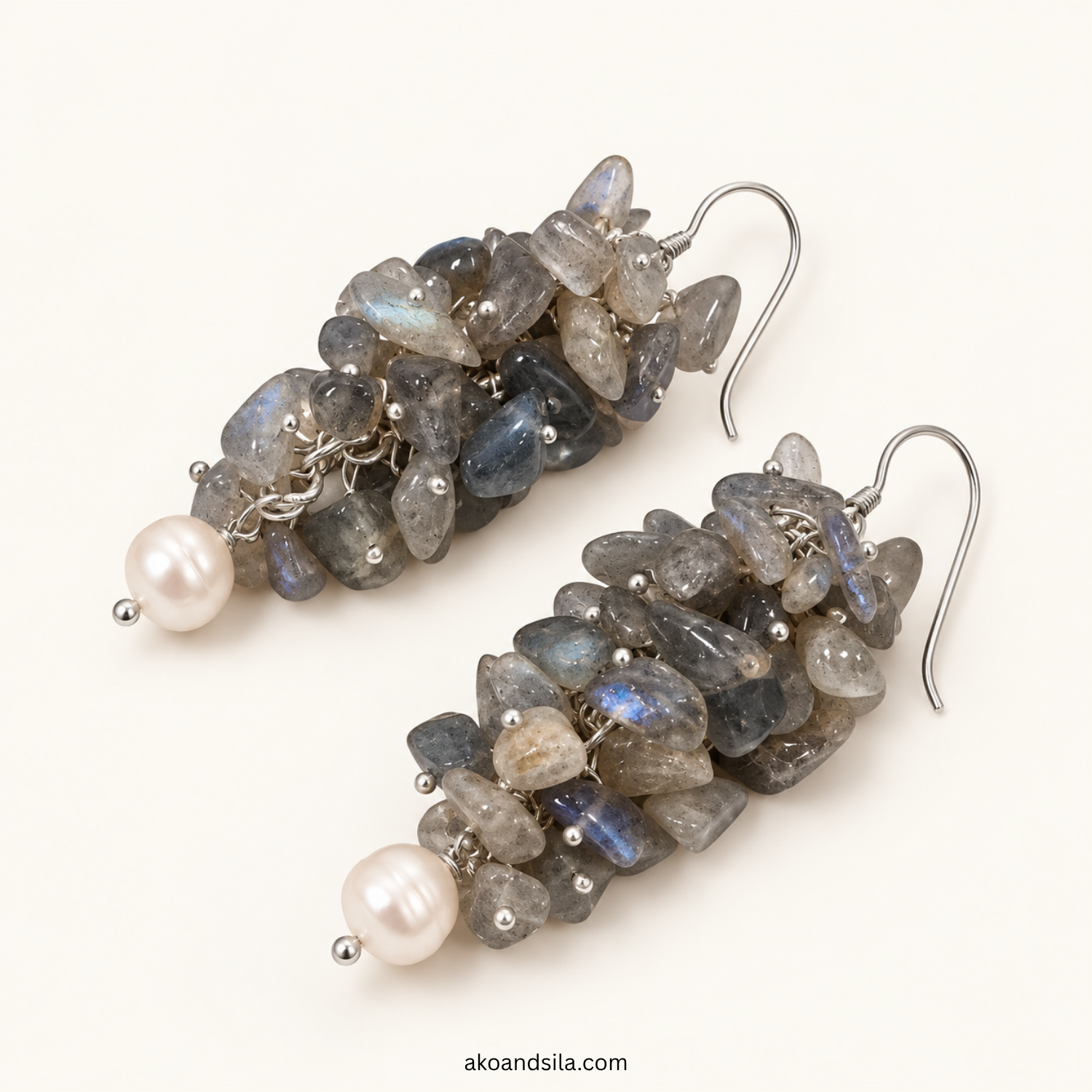 Grey Chip Cluster Earrings