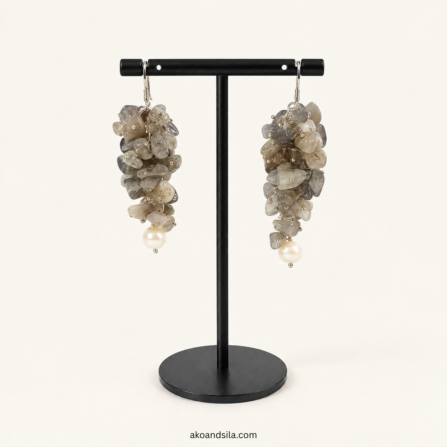 Grey Chip Cluster Earrings - Image 3