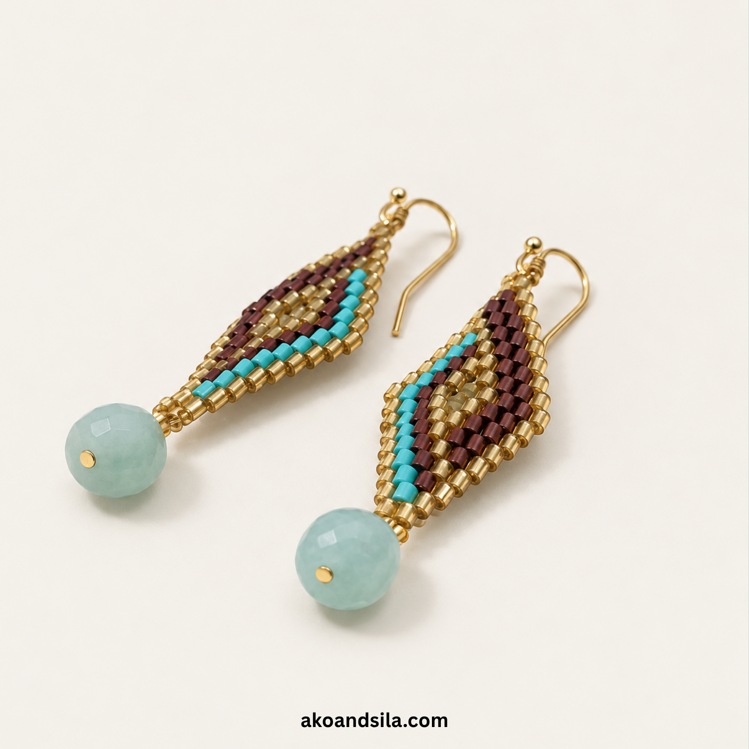 Blue Brown Nazar Drop Earrings - Image 3