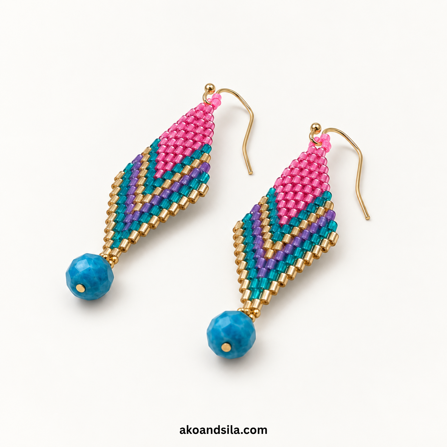 Larimar Pink Nazar Drop Earrings - Image 4