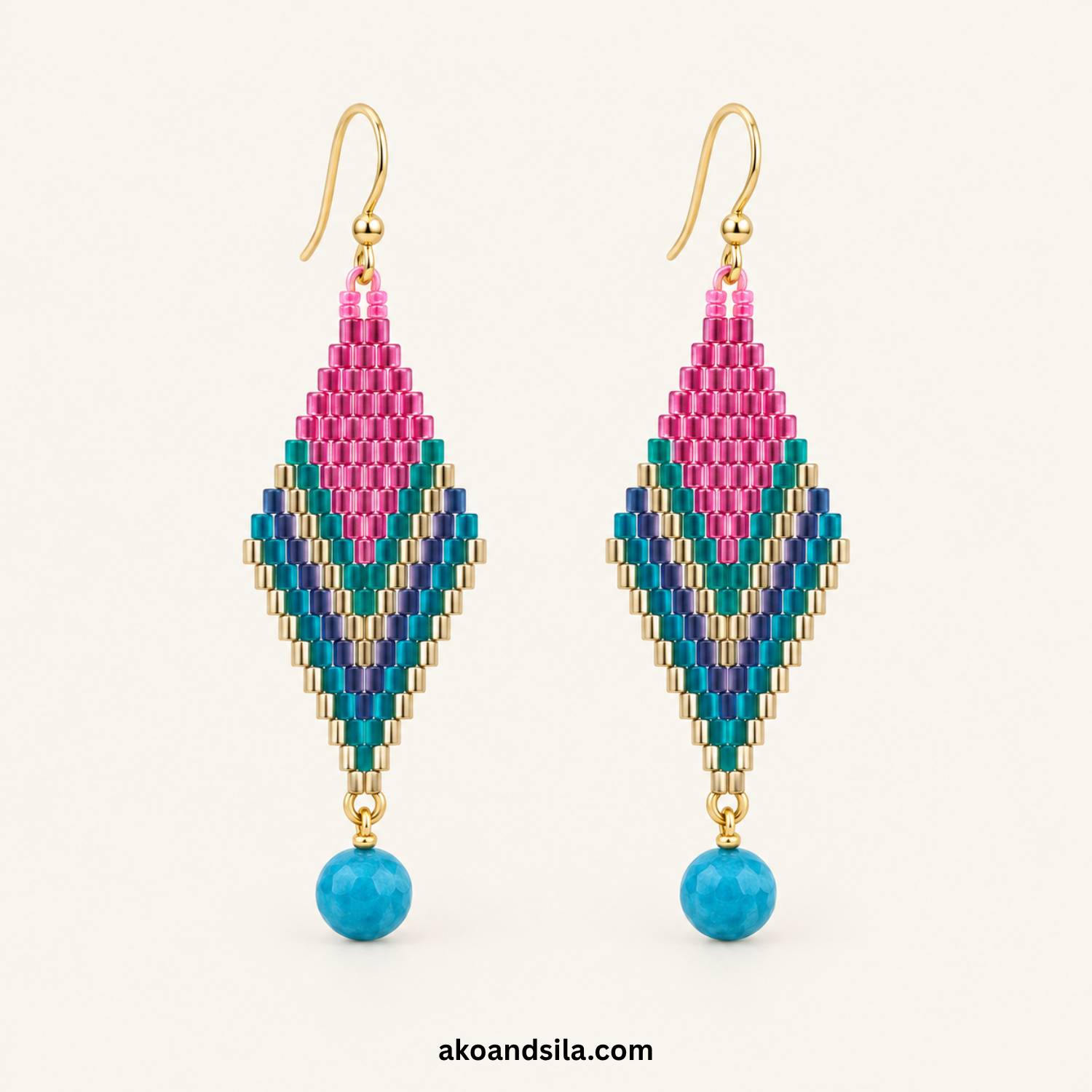 Larimar Pink Nazar Drop Earrings - Image 3