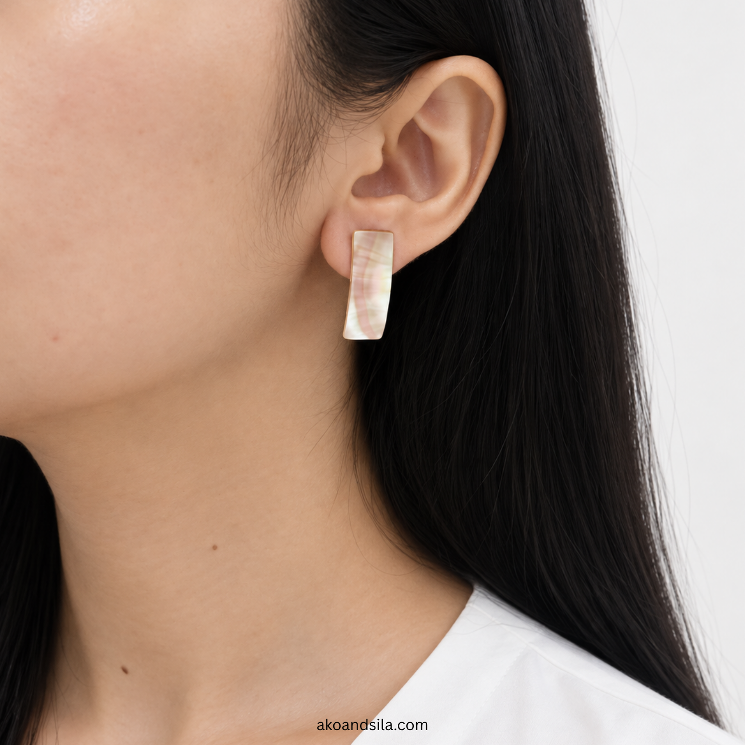 Neutral Rectangular Stud Earrings - Image 2