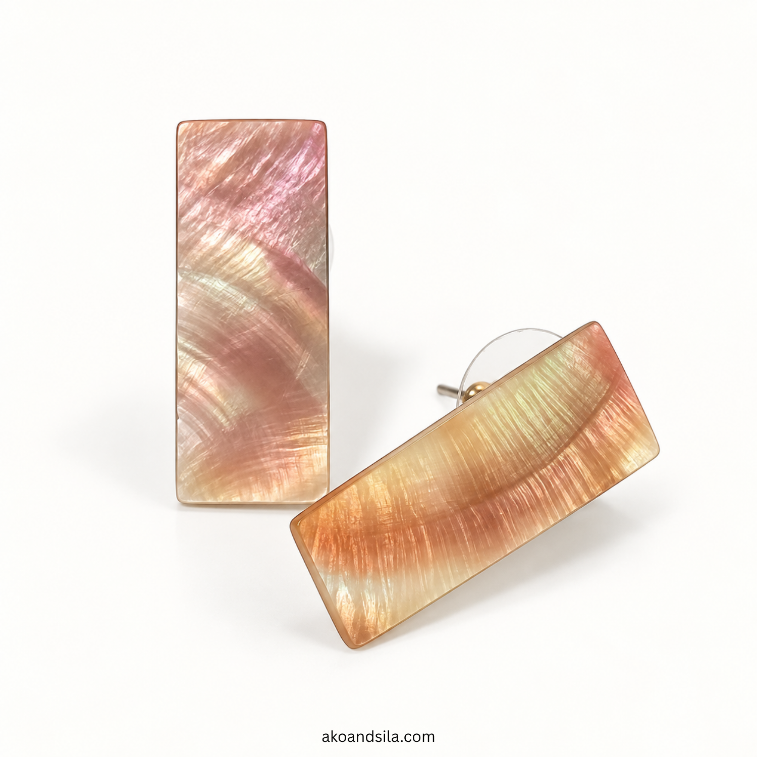 Neutral Rectangular Stud Earrings - Image 4