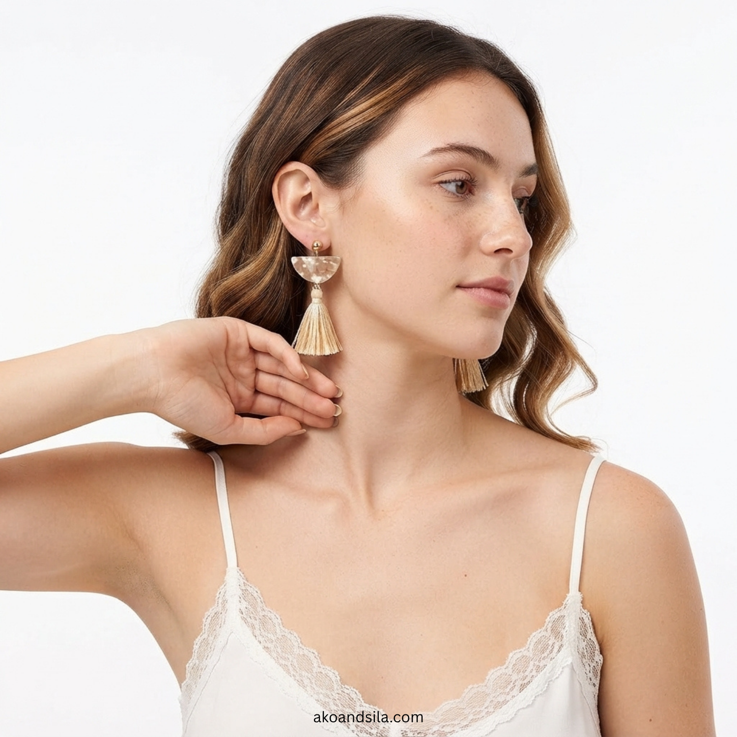 Blush Tassel Earrings - Image 2